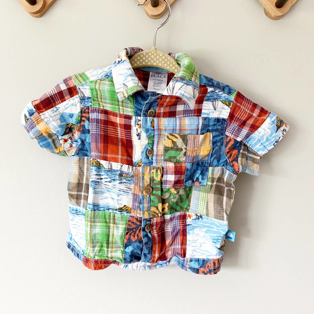 Vintage TCP Hawaiian Patchwork Madras Shirt | 3-6 Mos - Picture 2 of 4
